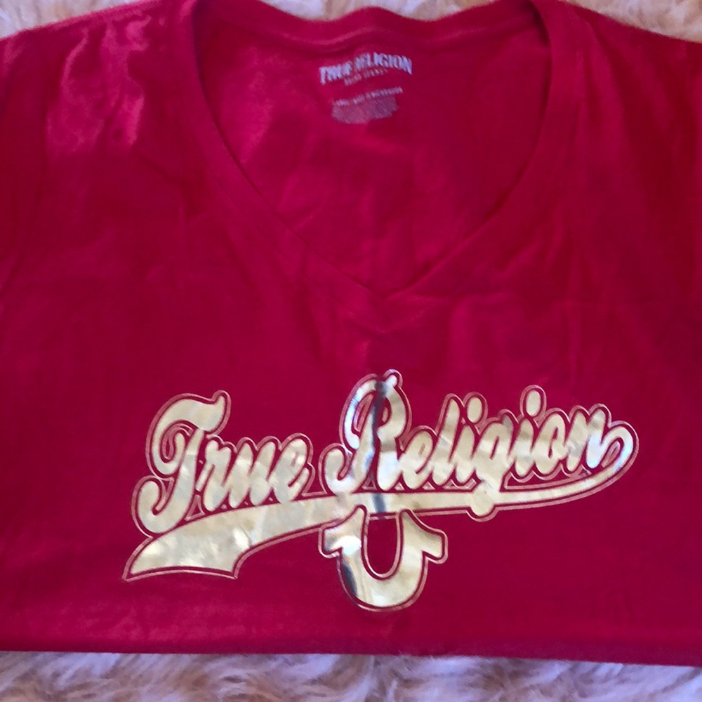 NWT - True Religion Script V Neck T-Shirt / Sz: L